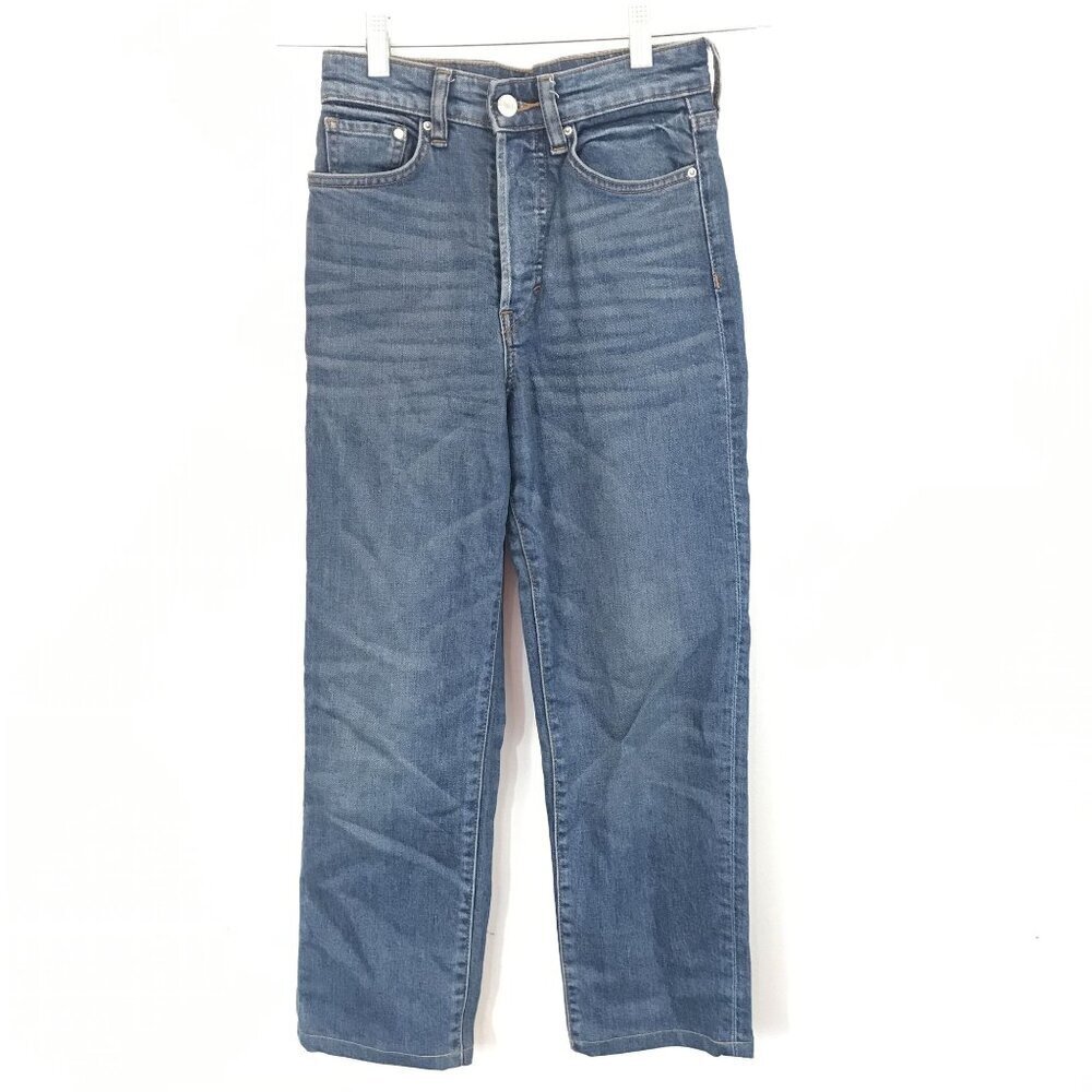 & DENIM Vintage Fit High Waist Straight Button-Fly Jeans Size 27 Medium Wash Den